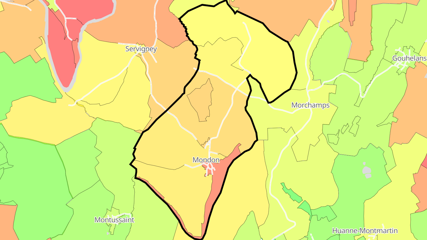 Carte des prix de l'immobilier Mondon