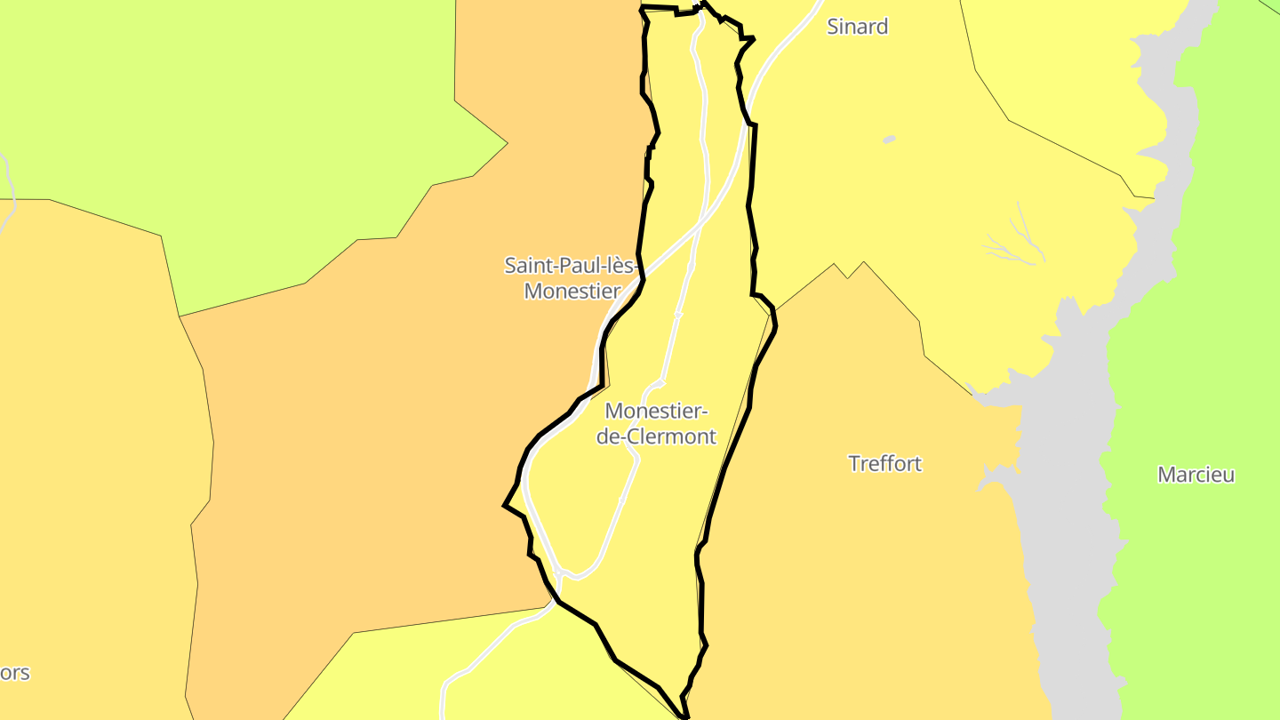 Carte des prix de l'immobilier Monestier-de-Clermont