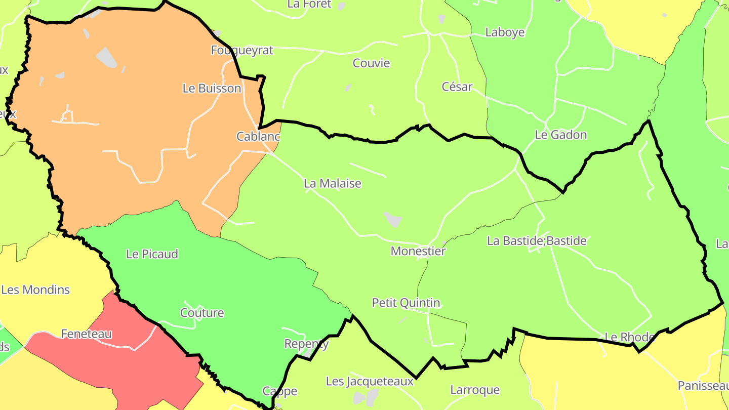 Carte des prix de l'immobilier Monestier