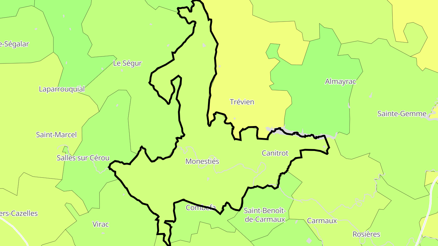 Carte des prix de l'immobilier Monestiés