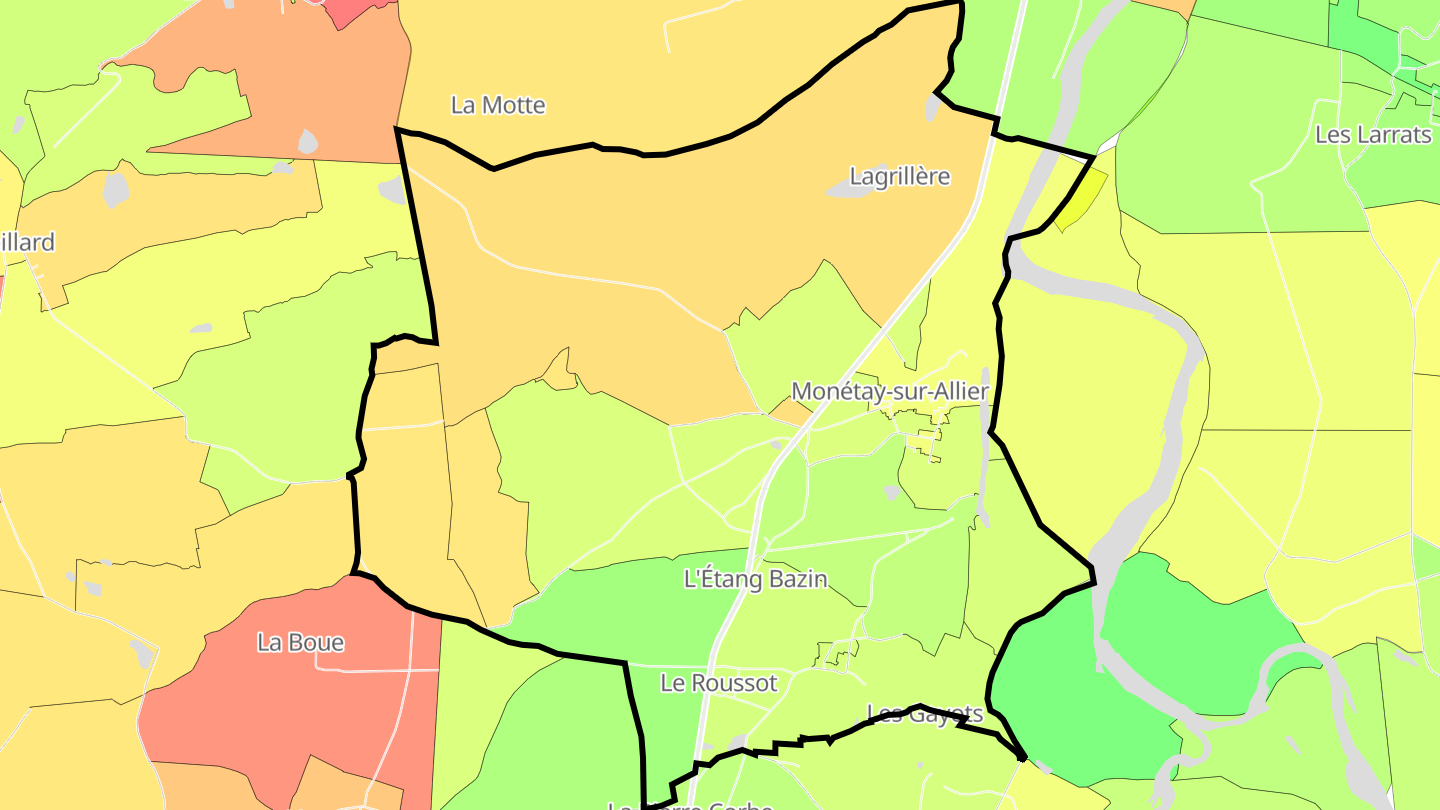 Carte des prix de l'immobilier Monétay-sur-Allier