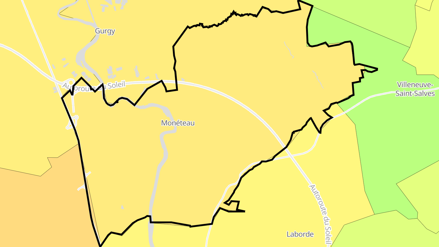 Carte des prix de l'immobilier Monéteau