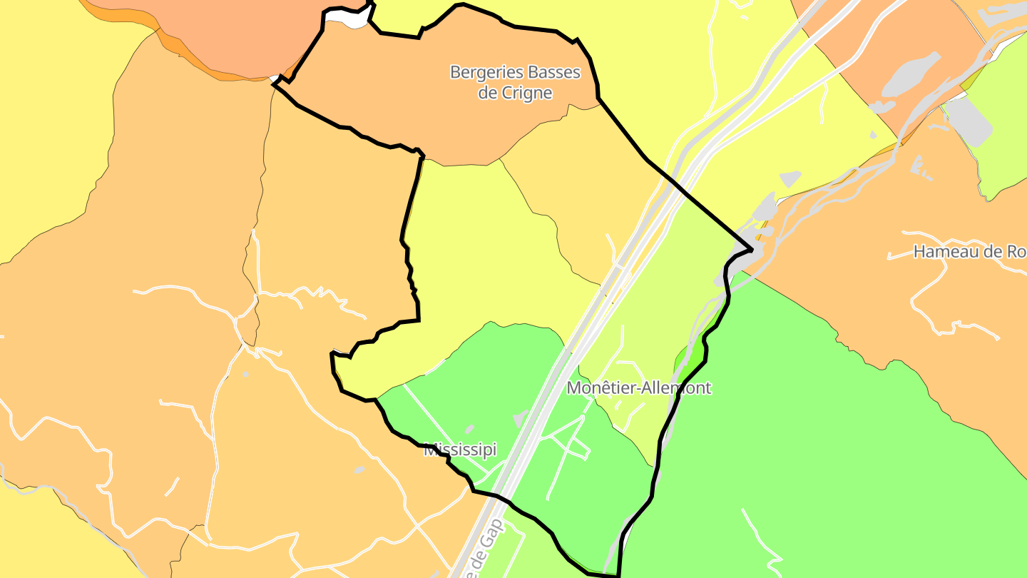Carte des prix de l'immobilier Monêtier-Allemont