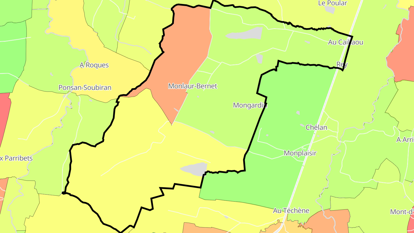 Carte des prix de l'immobilier Monlaur-Bernet