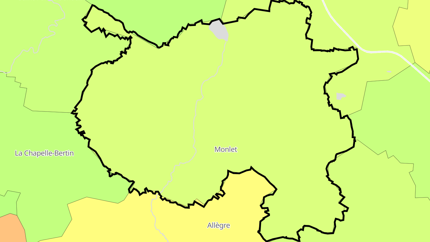 Carte des prix de l'immobilier Monlet