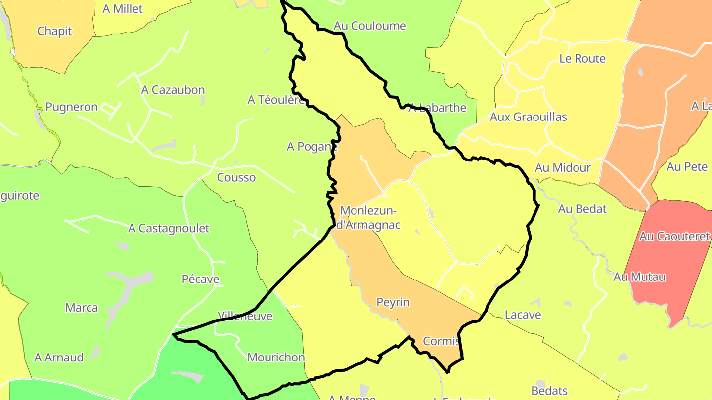 Carte des prix de l'immobilier Monlezun-d'Armagnac