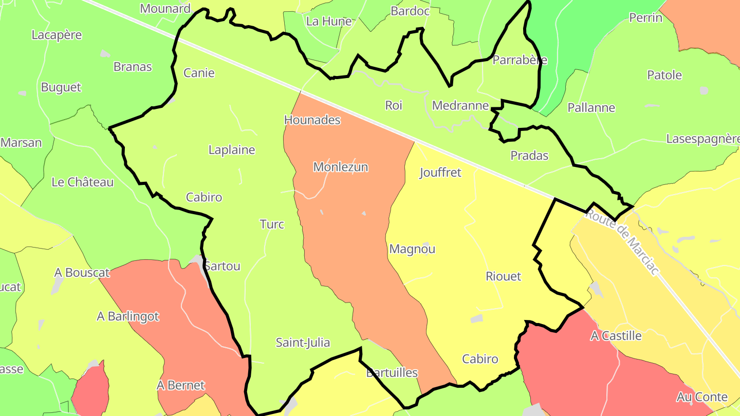 Carte des prix de l'immobilier Monlezun