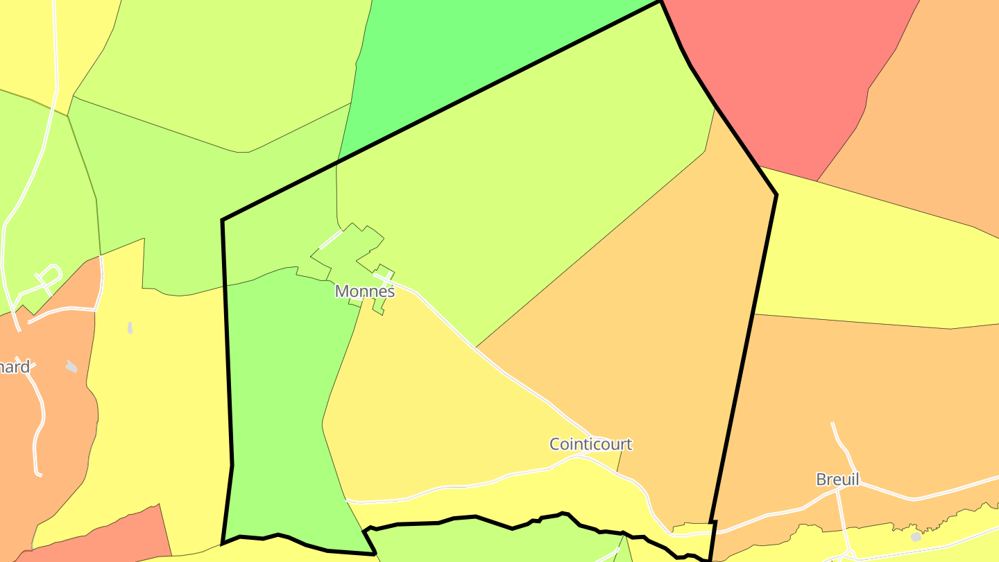 Carte des prix de l'immobilier Monnes