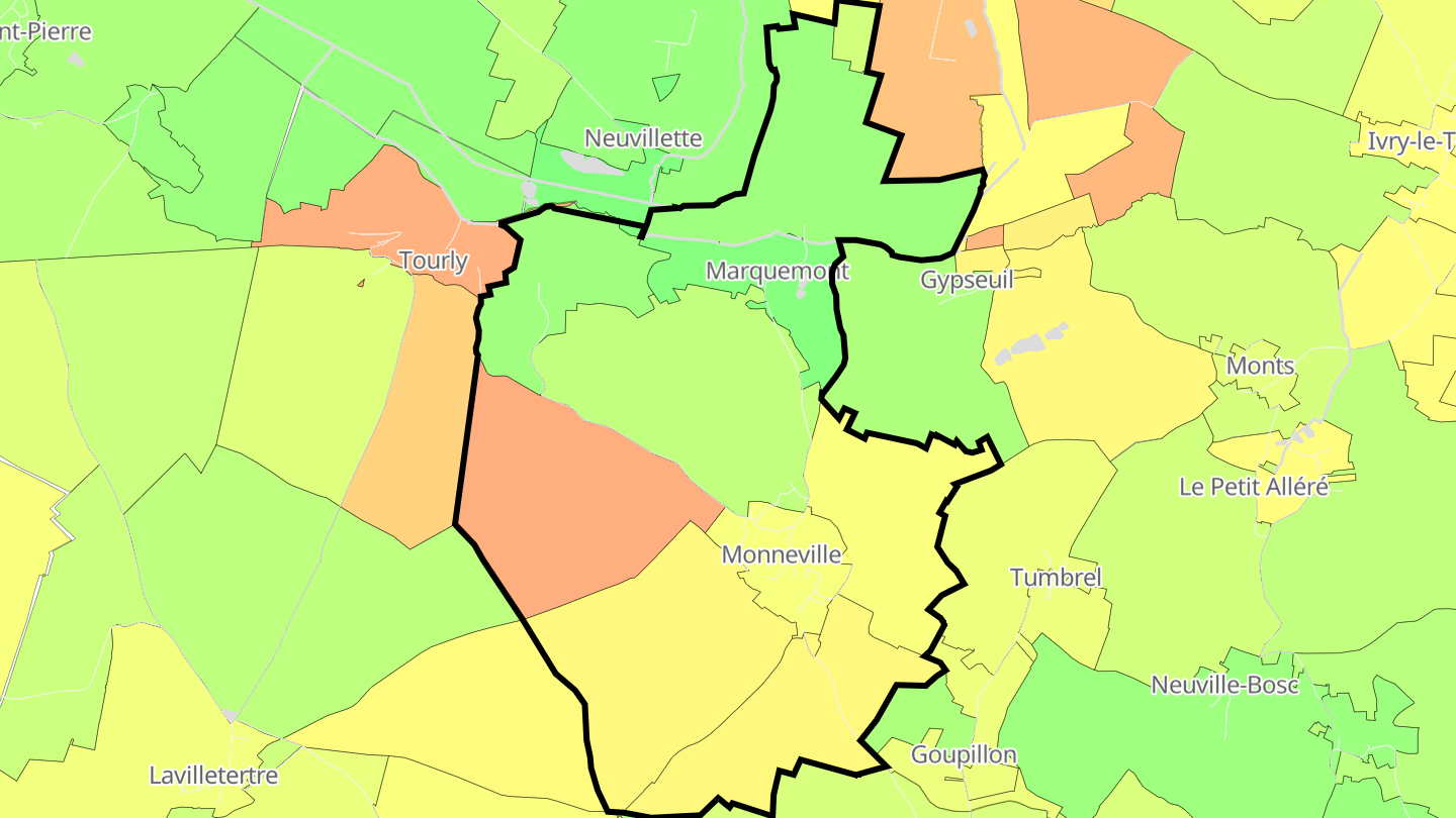 Carte des prix de l'immobilier Monneville