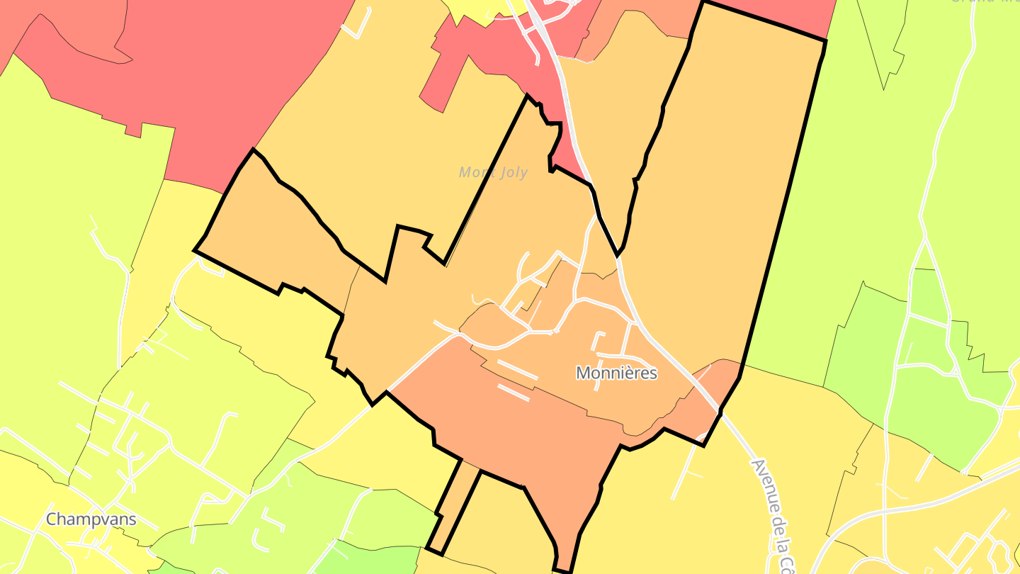 Carte des prix de l'immobilier Monnières