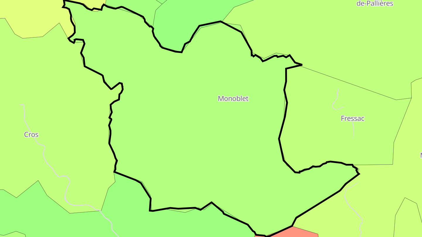 Carte des prix de l'immobilier Monoblet