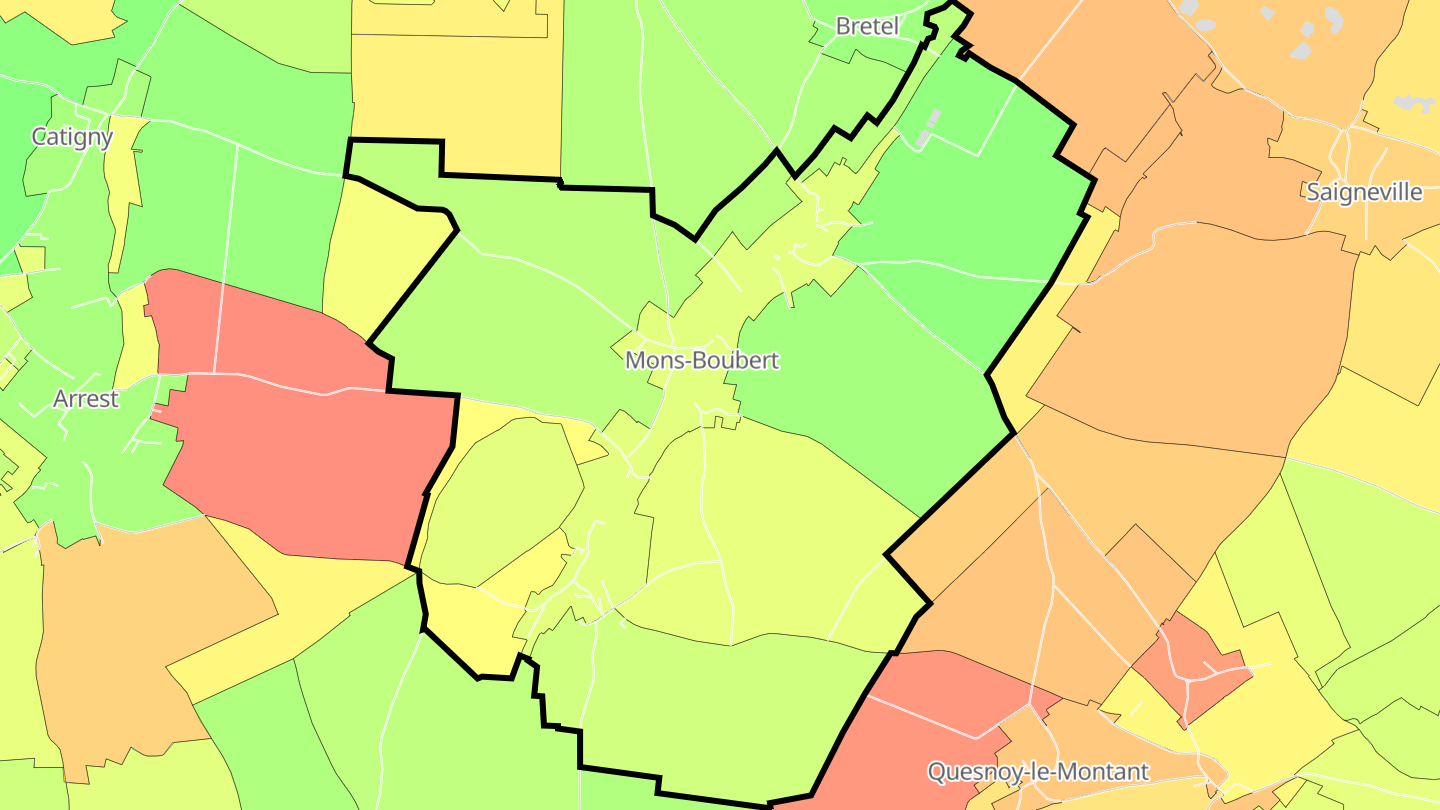 Carte des prix de l'immobilier Mons-Boubert