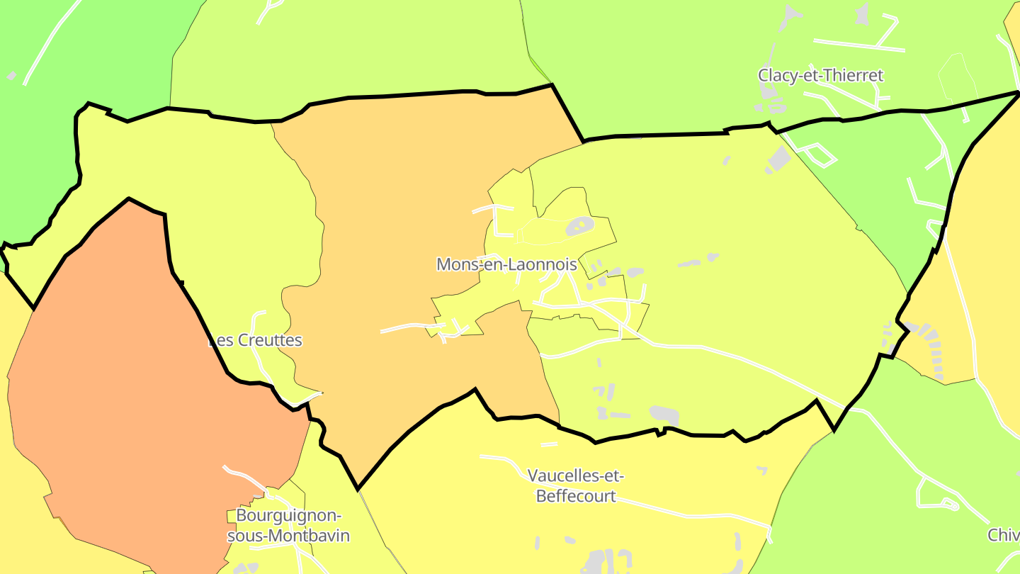 Carte des prix de l'immobilier Mons-en-Laonnois