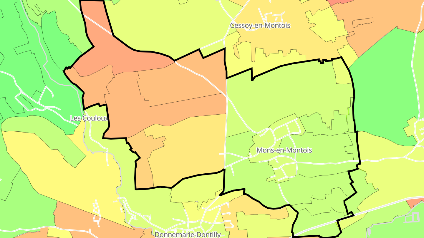 Carte des prix de l'immobilier Mons-en-Montois