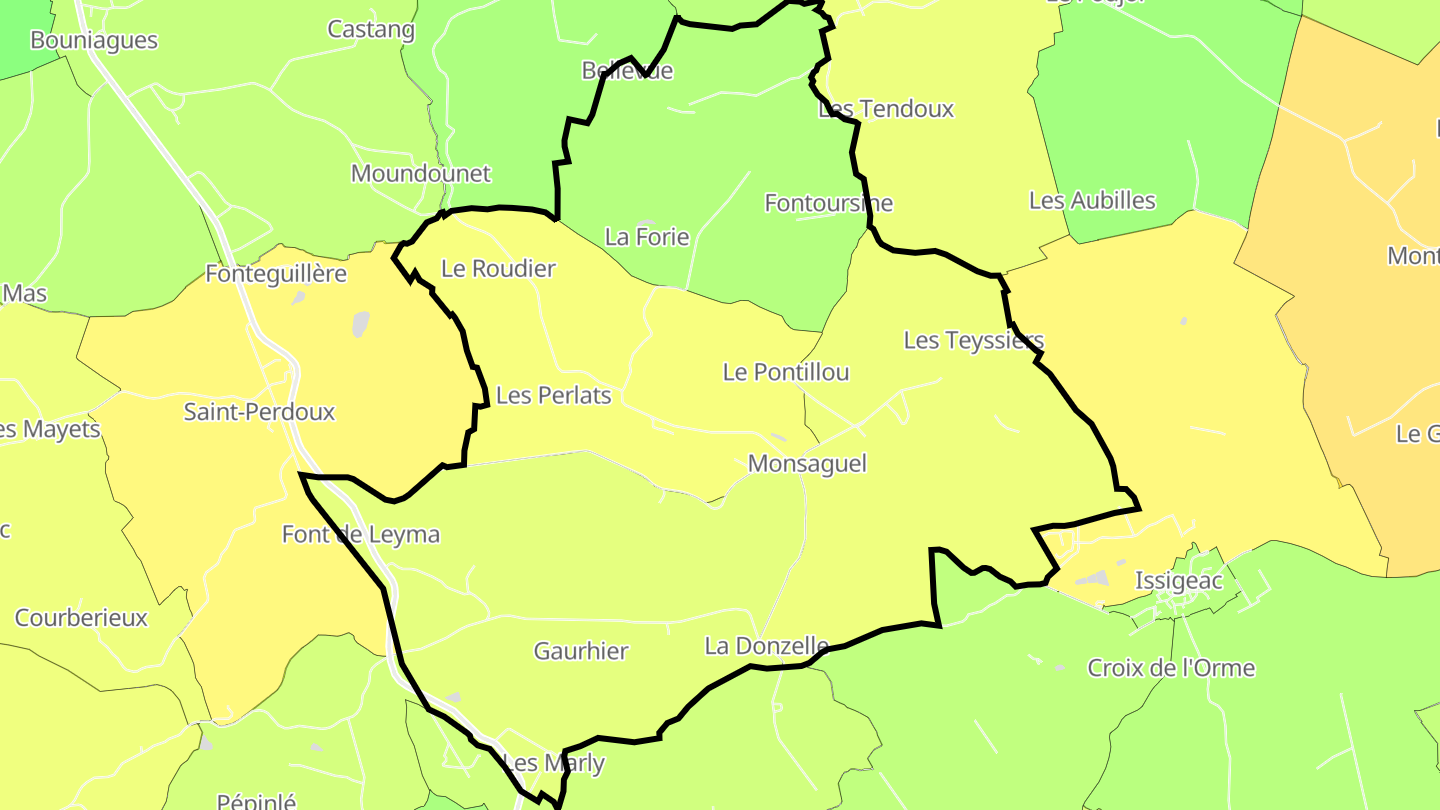 Carte des prix de l'immobilier Monsaguel