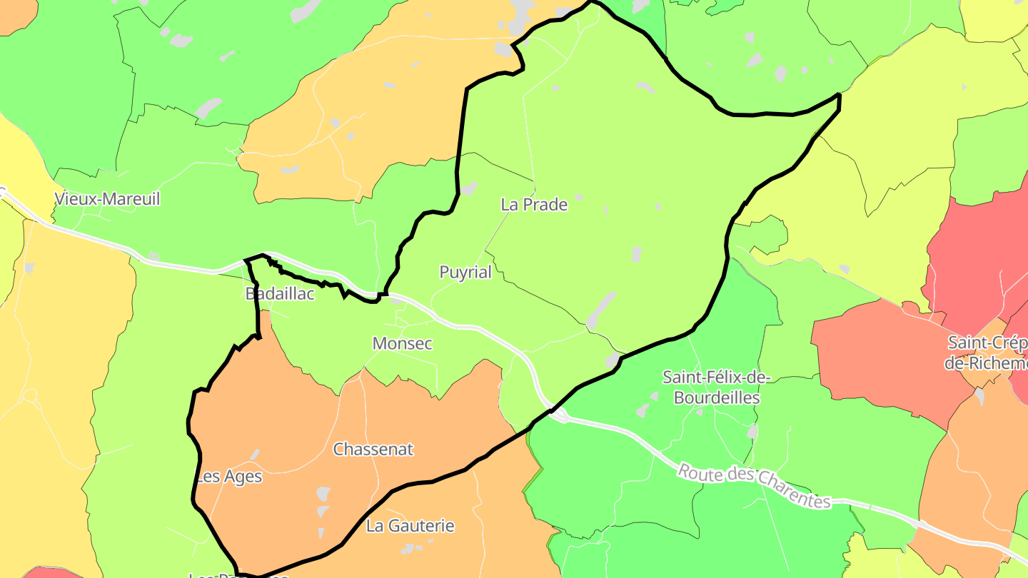Carte des prix de l'immobilier Monsec