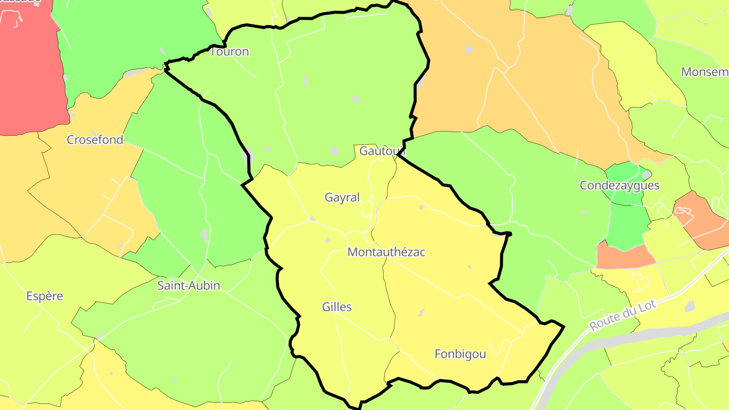 Carte des prix de l'immobilier Monségur