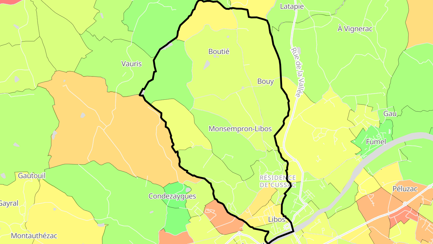 Carte des prix de l'immobilier Monsempron-Libos