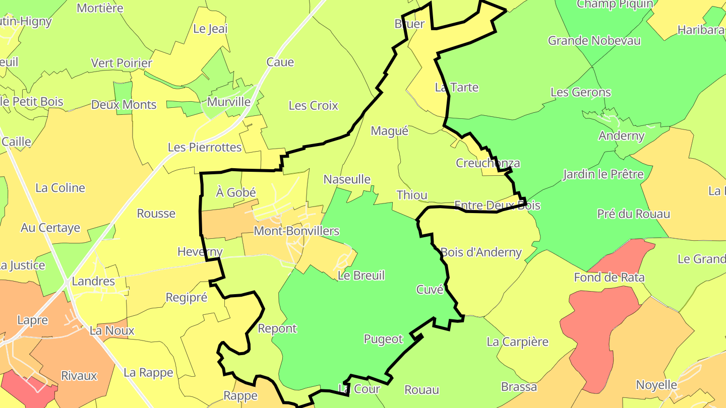 Carte des prix de l'immobilier Mont-Bonvillers