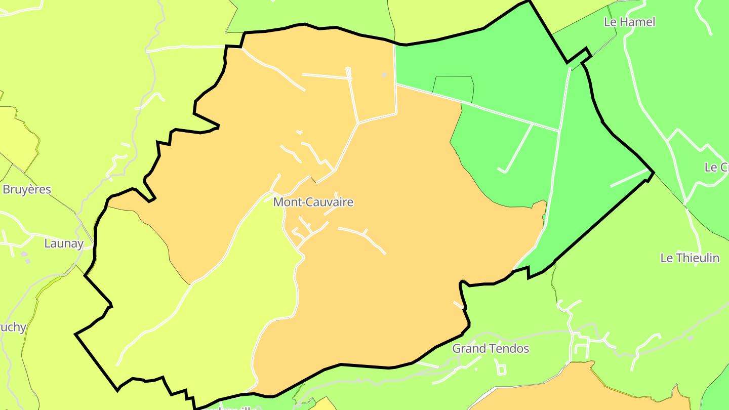 Carte des prix de l'immobilier Mont-Cauvaire