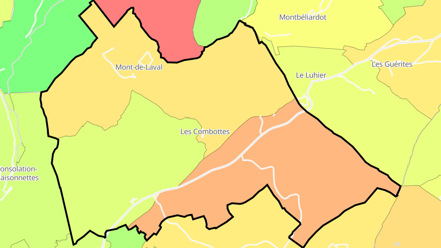 Carte des prix de l'immobilier Mont-de-Laval
