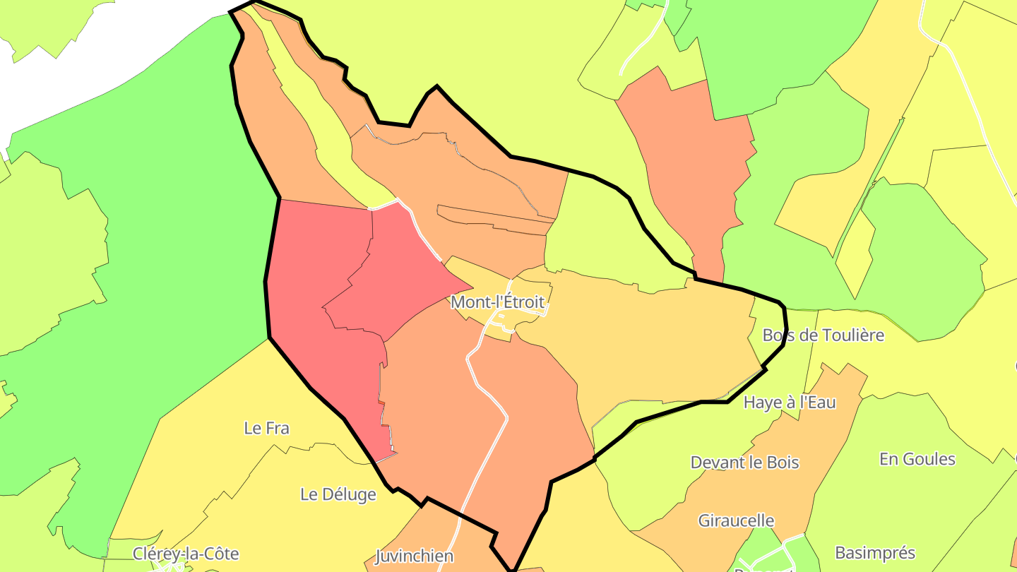 Carte des prix de l'immobilier Mont-l'Étroit