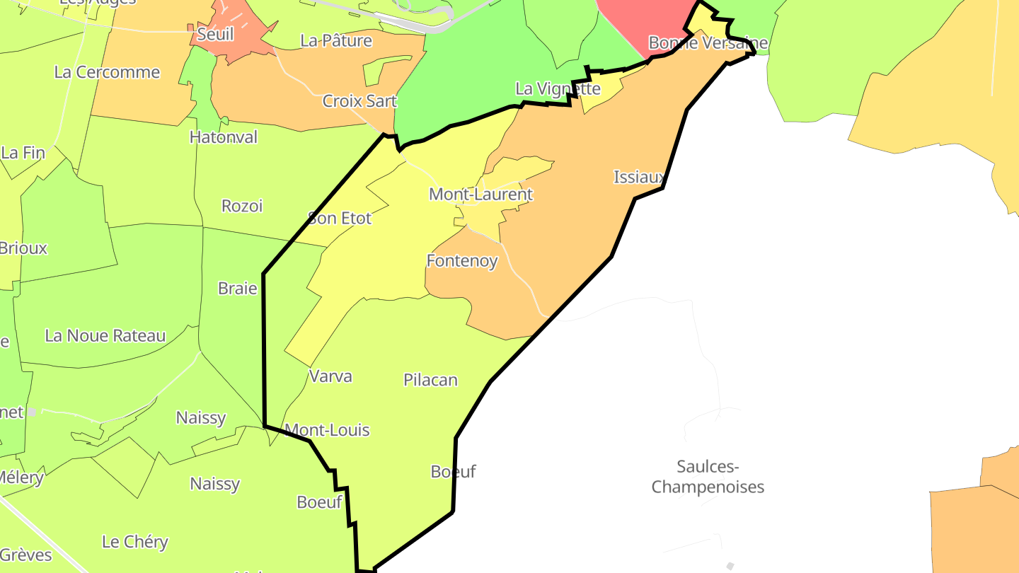 Carte des prix de l'immobilier Mont-Laurent