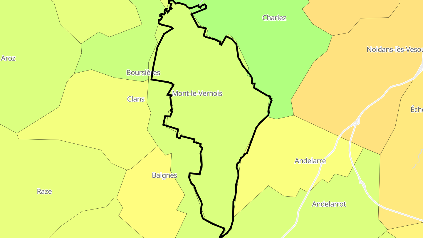 Carte des prix de l'immobilier Mont-le-Vernois