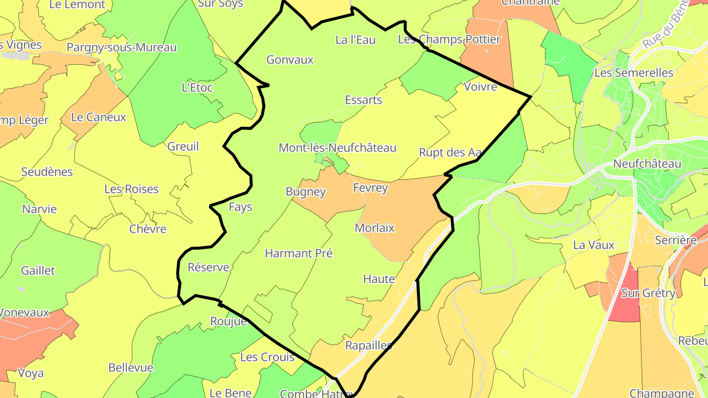 Carte des prix de l'immobilier Mont-lès-Neufchâteau