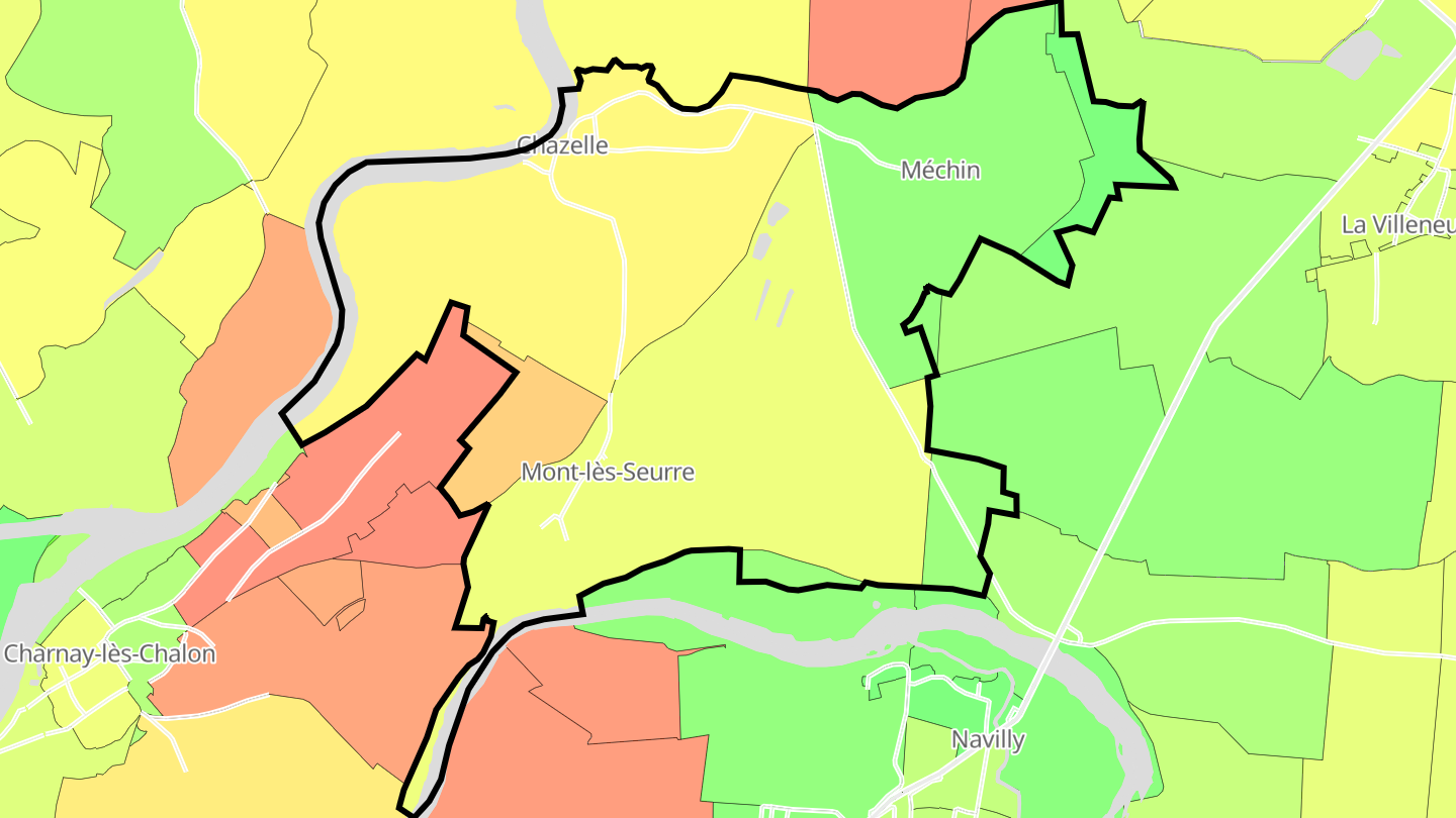 Carte des prix de l'immobilier Mont-lès-Seurre