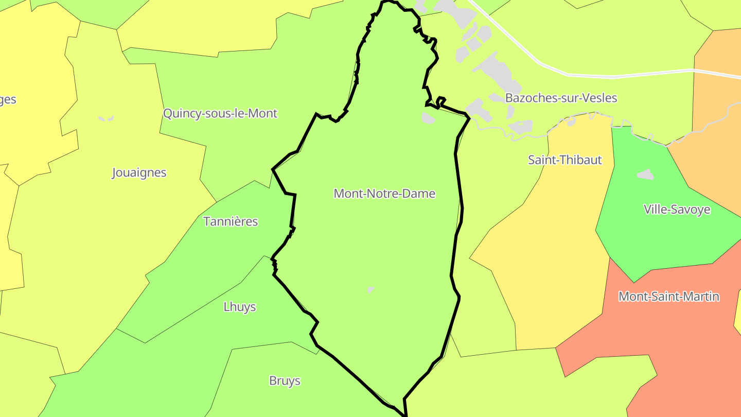 Carte des prix de l'immobilier Mont-Notre-Dame