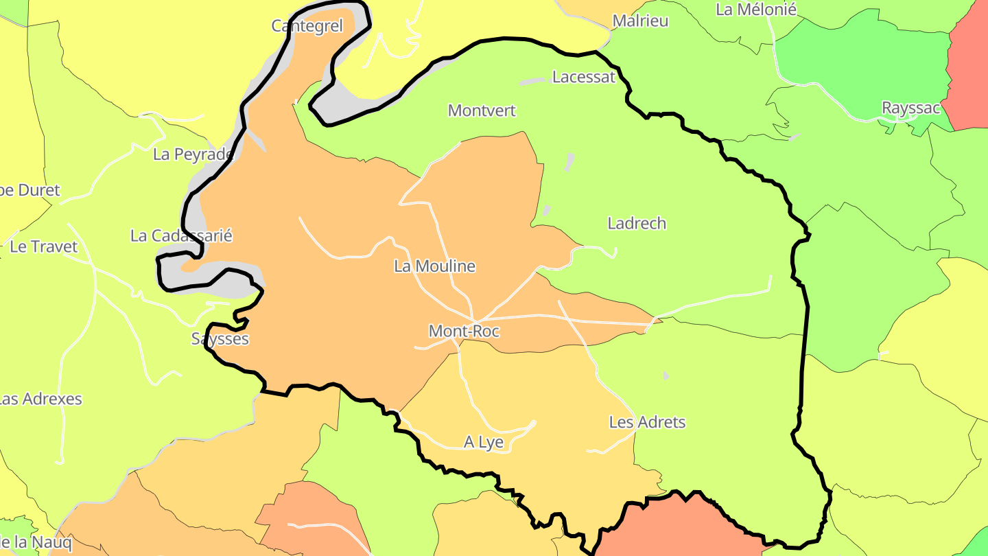 Carte des prix de l'immobilier Mont-Roc