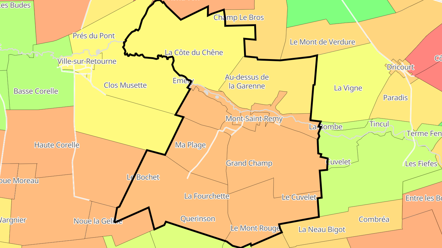 Carte des prix de l'immobilier Mont-Saint-Remy