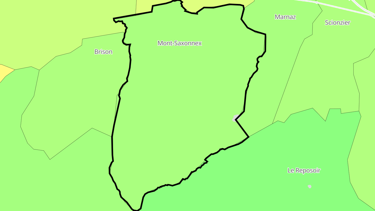 Carte des prix de l'immobilier Mont-Saxonnex