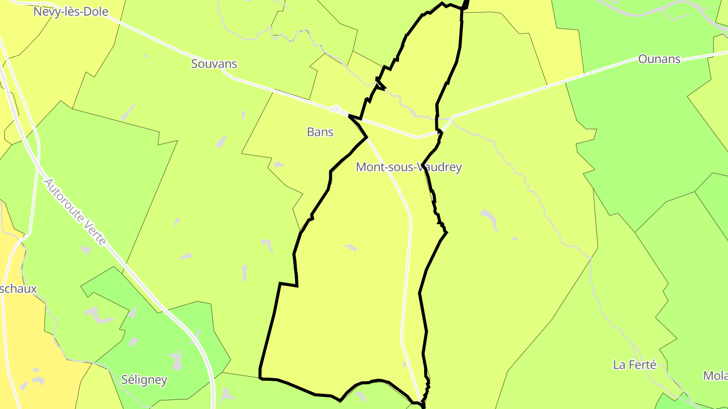 Carte des prix de l'immobilier Mont-sous-Vaudrey