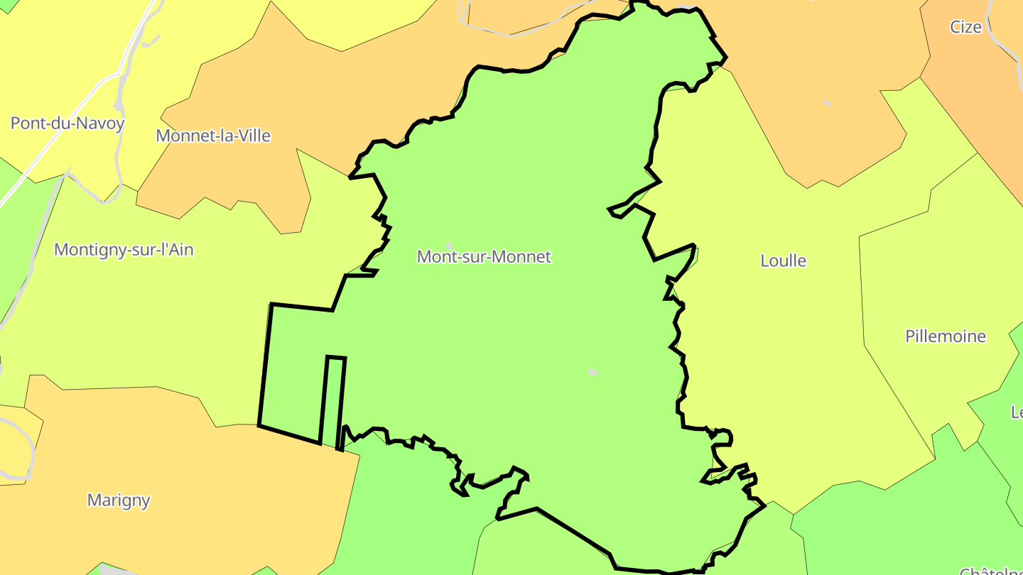 Carte des prix de l'immobilier Mont-sur-Monnet