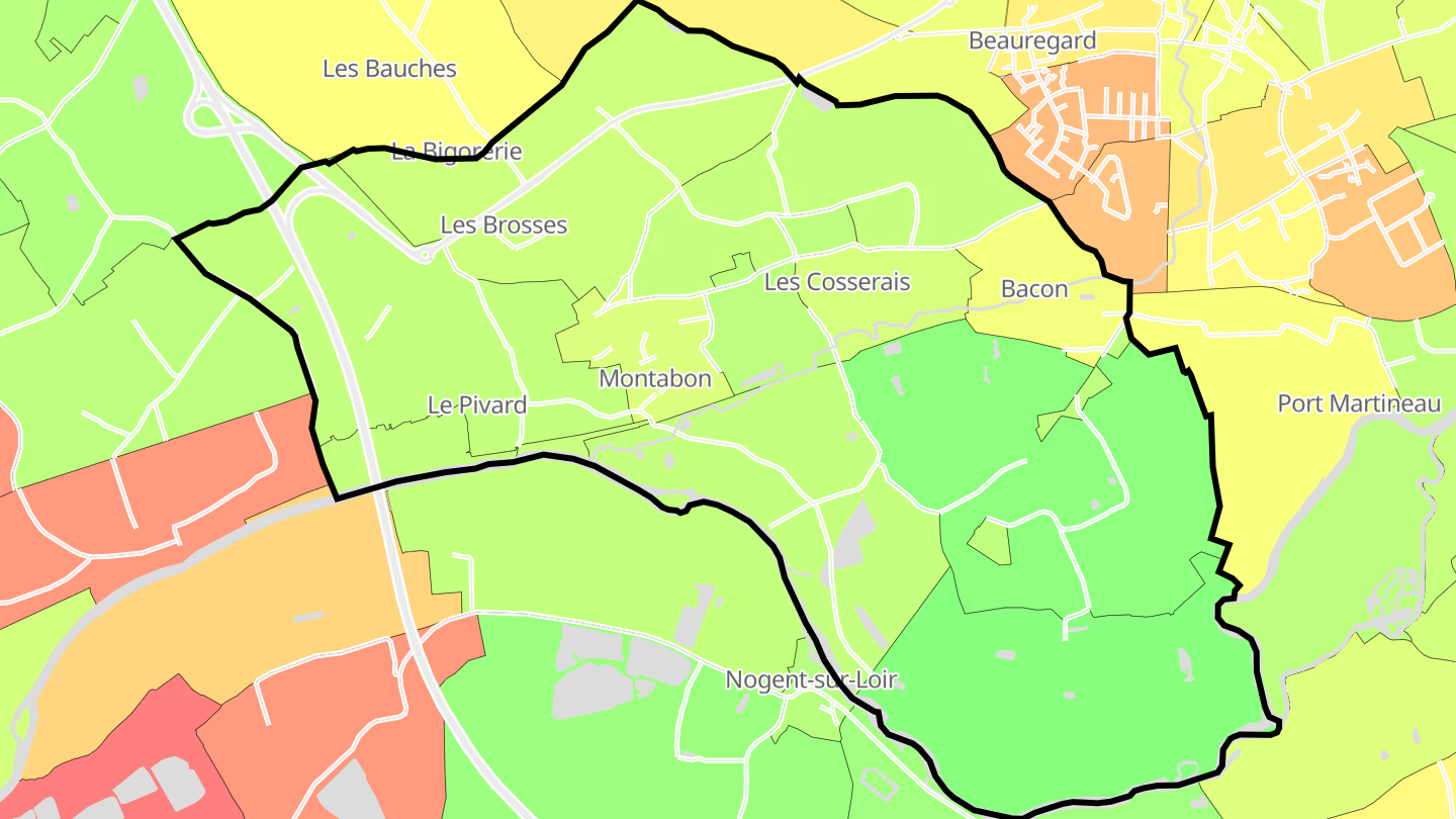 Carte des prix de l'immobilier Montabon