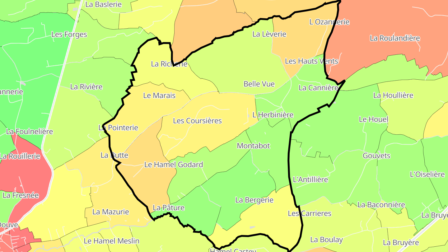 Carte des prix de l'immobilier Montabot
