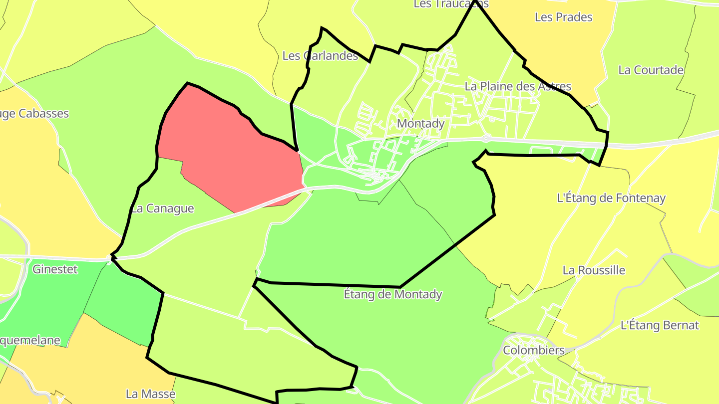 Carte des prix de l'immobilier Montady