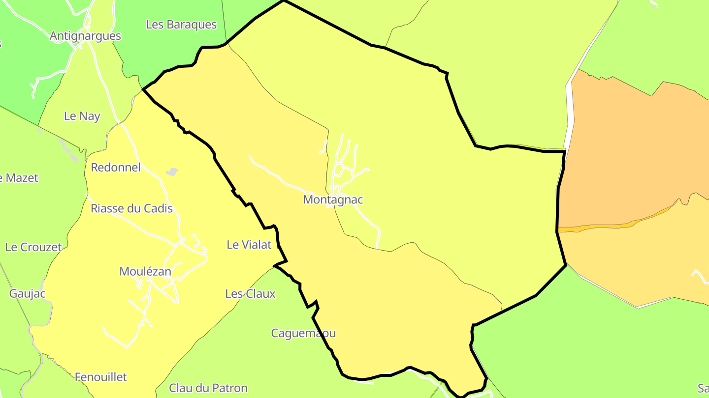 Carte des prix de l'immobilier Montagnac