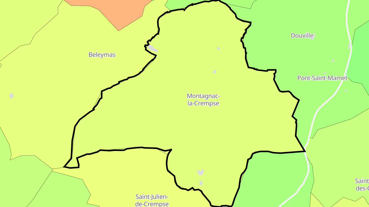 Carte des prix de l'immobilier Montagnac-la-Crempse