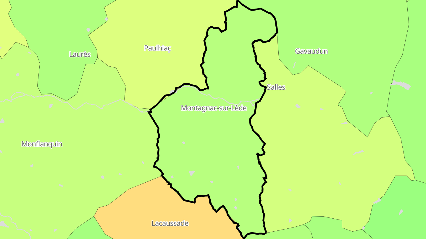 Carte des prix de l'immobilier Montagnac-sur-Lède