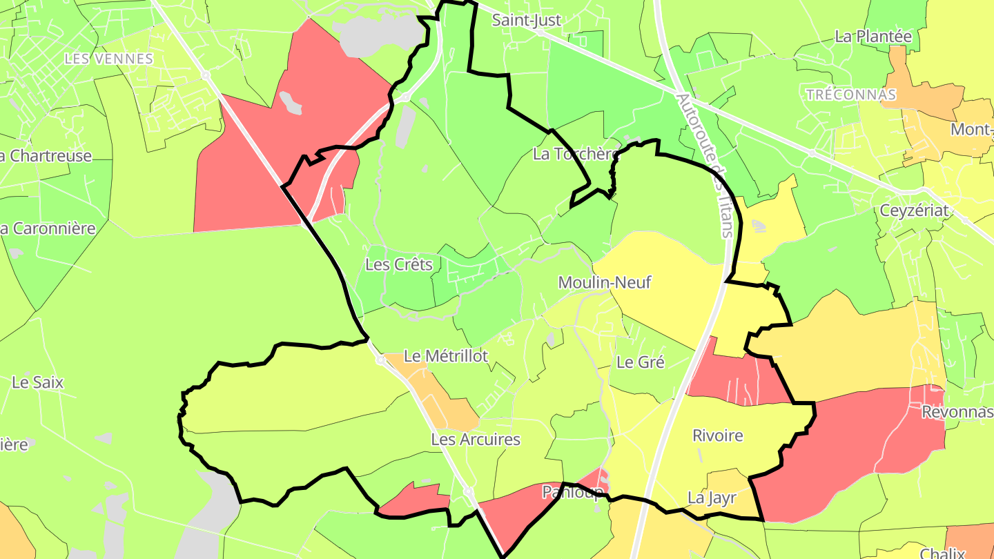 Carte des prix de l'immobilier Montagnat