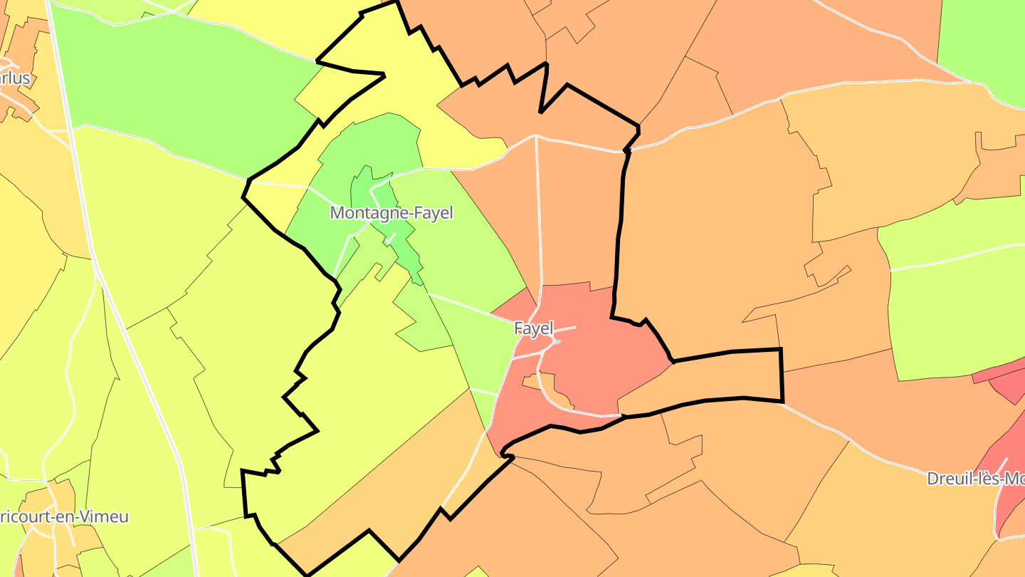 Carte des prix de l'immobilier Montagne-Fayel