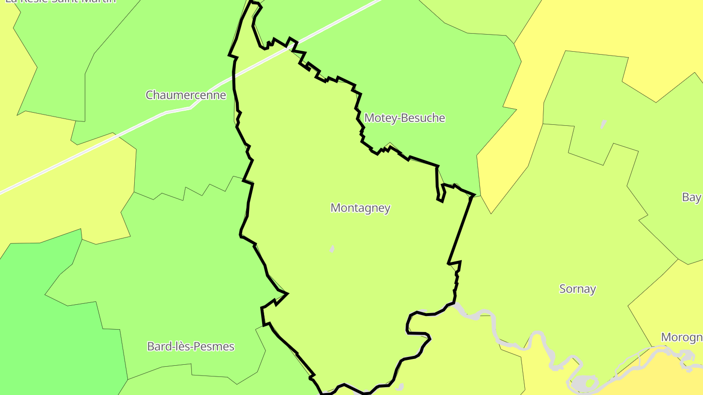 Carte des prix de l'immobilier Montagney