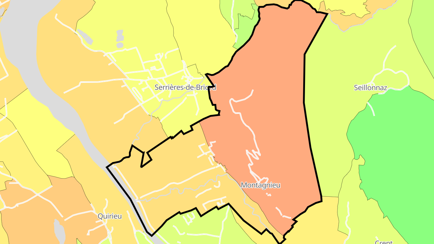 Carte des prix de l'immobilier Montagnieu