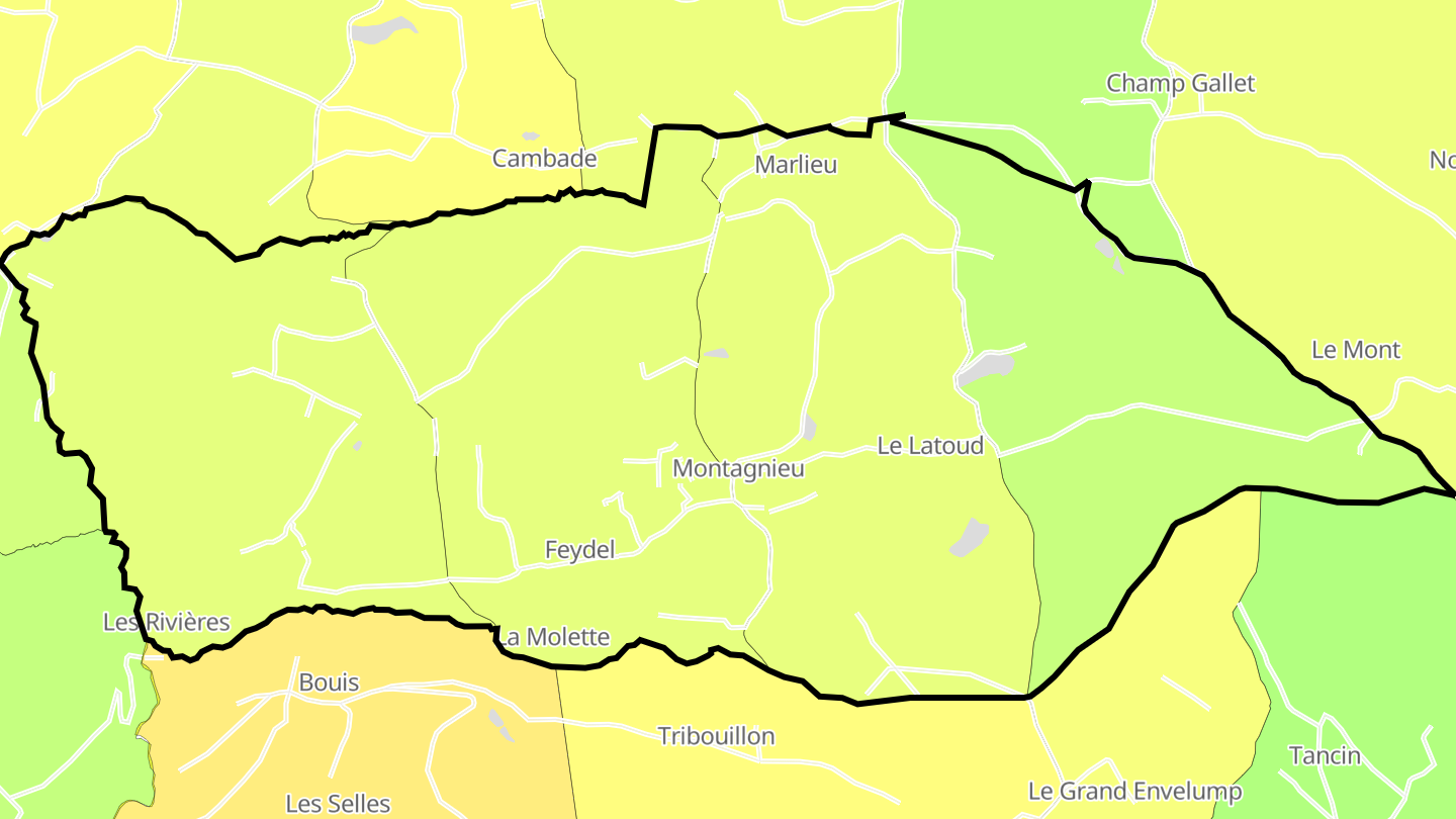 Carte des prix de l'immobilier Montagnieu