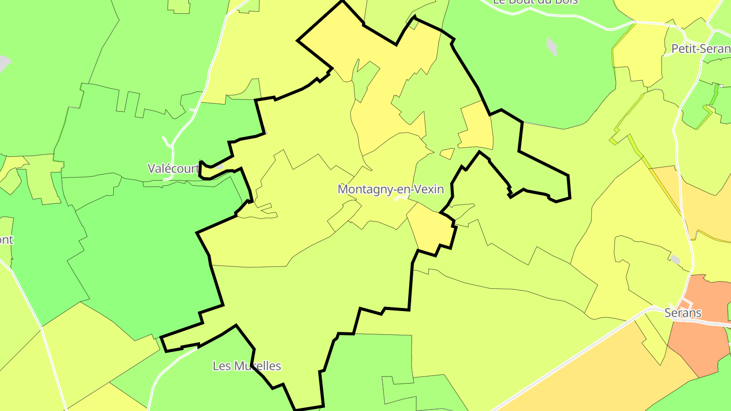 Carte des prix de l'immobilier Montagny-en-Vexin