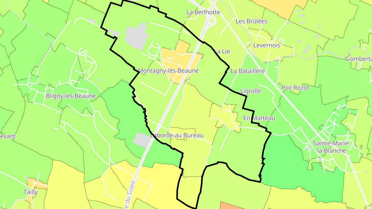 Carte des prix de l'immobilier Montagny-lès-Beaune