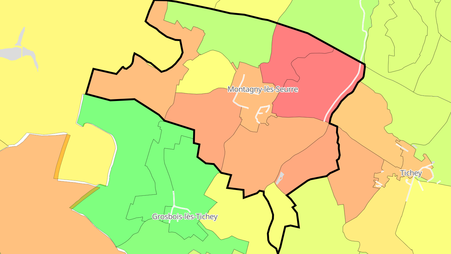 Carte des prix de l'immobilier Montagny-lès-Seurre